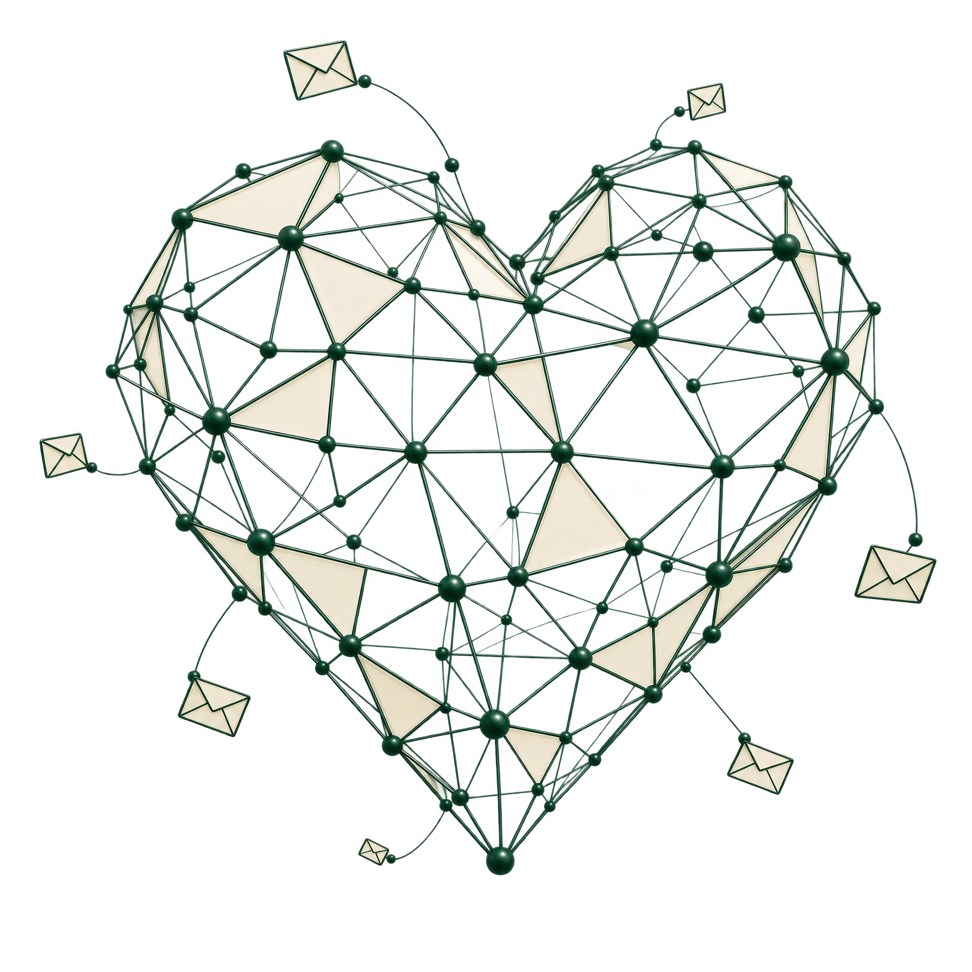 A geometric heart made of interconnected lines, representing stronger connections between brands and customers