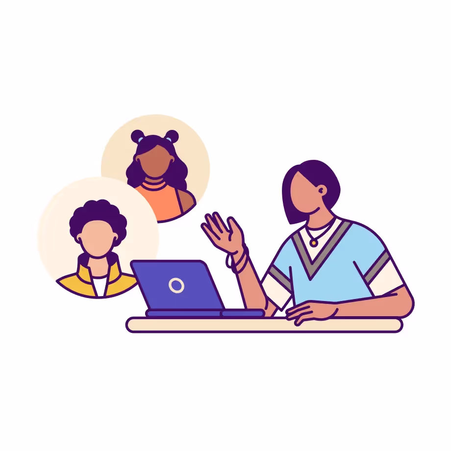 Women Doing Meeting on Laptop Illustration