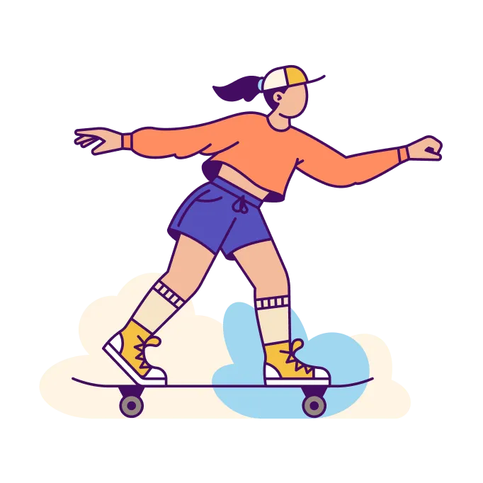 Women Skating Illustration