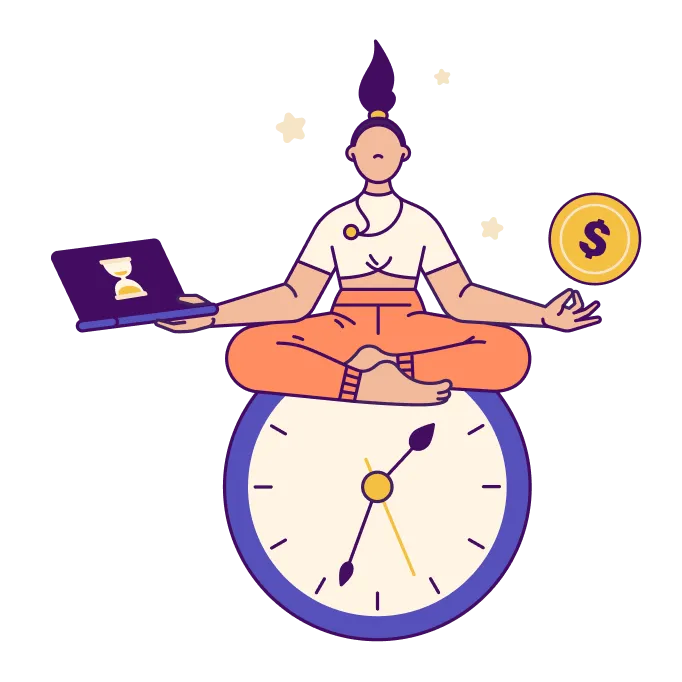 Women Set on the Clock Illustration